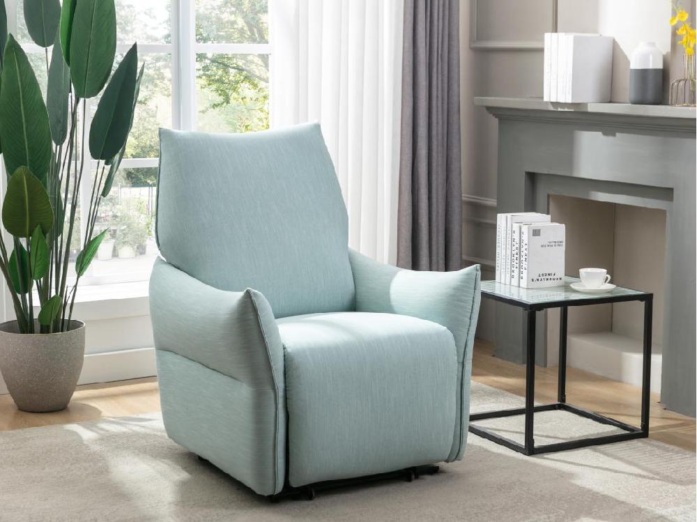 vente unique Fauteuil relax électrique en tissu bleu clair MODOC