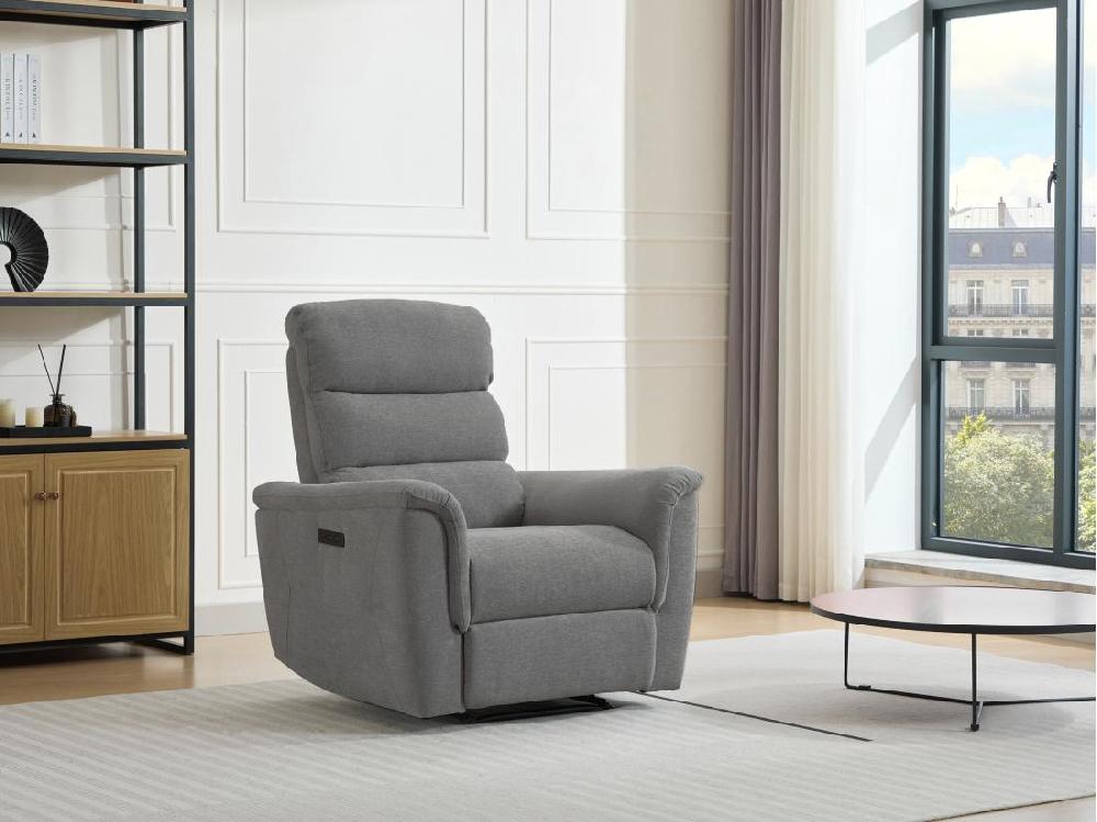 vente unique Fauteuil relax électrique en tissu gris CARTASIA