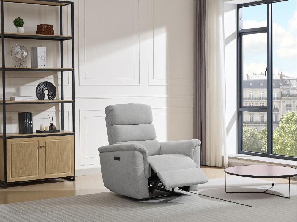 Vente Unique Fauteuil Relax électrique En Tissu Gris Clair CARTASIA