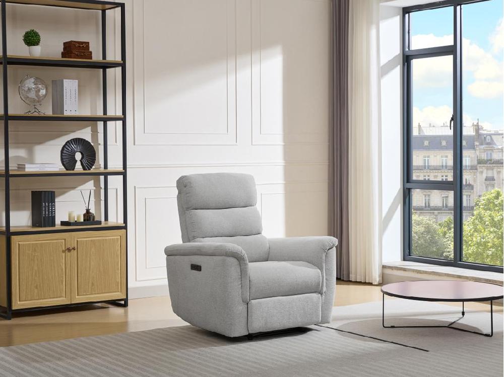 vente unique Fauteuil relax électrique en tissu gris clair CARTASIA