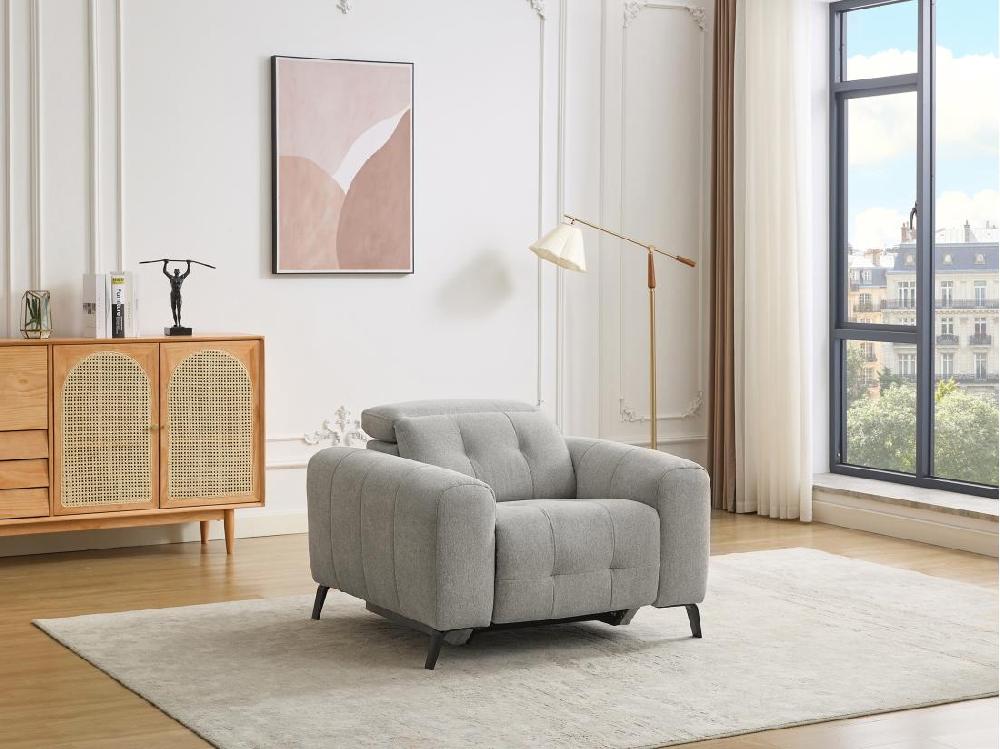vente unique Fauteuil relax électrique en tissu gris CLODI