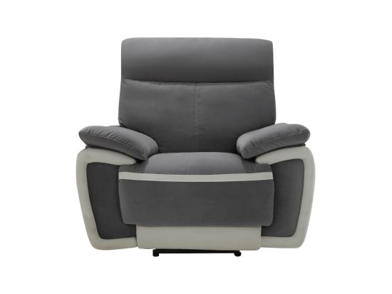 Vente Unique Fauteuil Relax électrique En Velours METTI - Gris Et Bandes écru