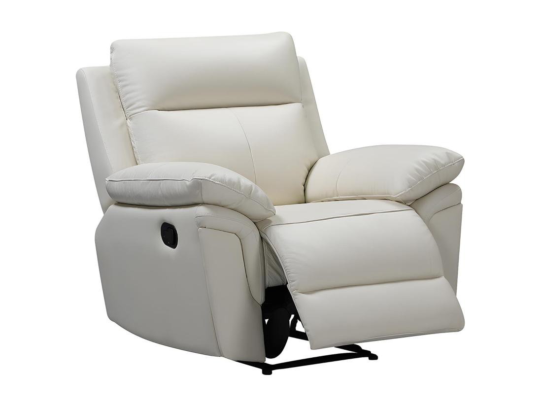 Vente Unique Fauteuil Relax En Cuir De Buffle PAKITA - Ivoire