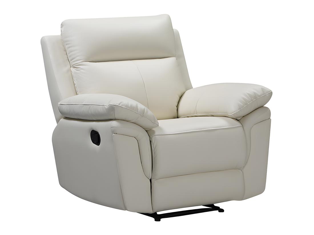 Vente Unique Fauteuil Relax En Cuir De Buffle PAKITA - Ivoire