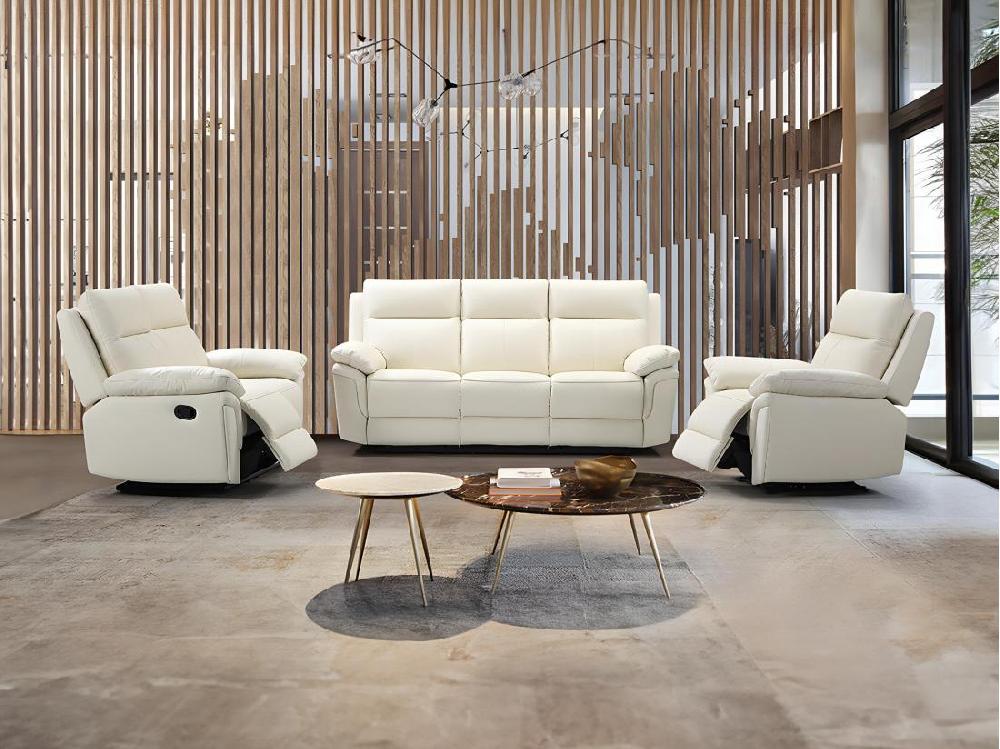 vente unique Fauteuil relax en cuir de buffle PAKITA - Ivoire