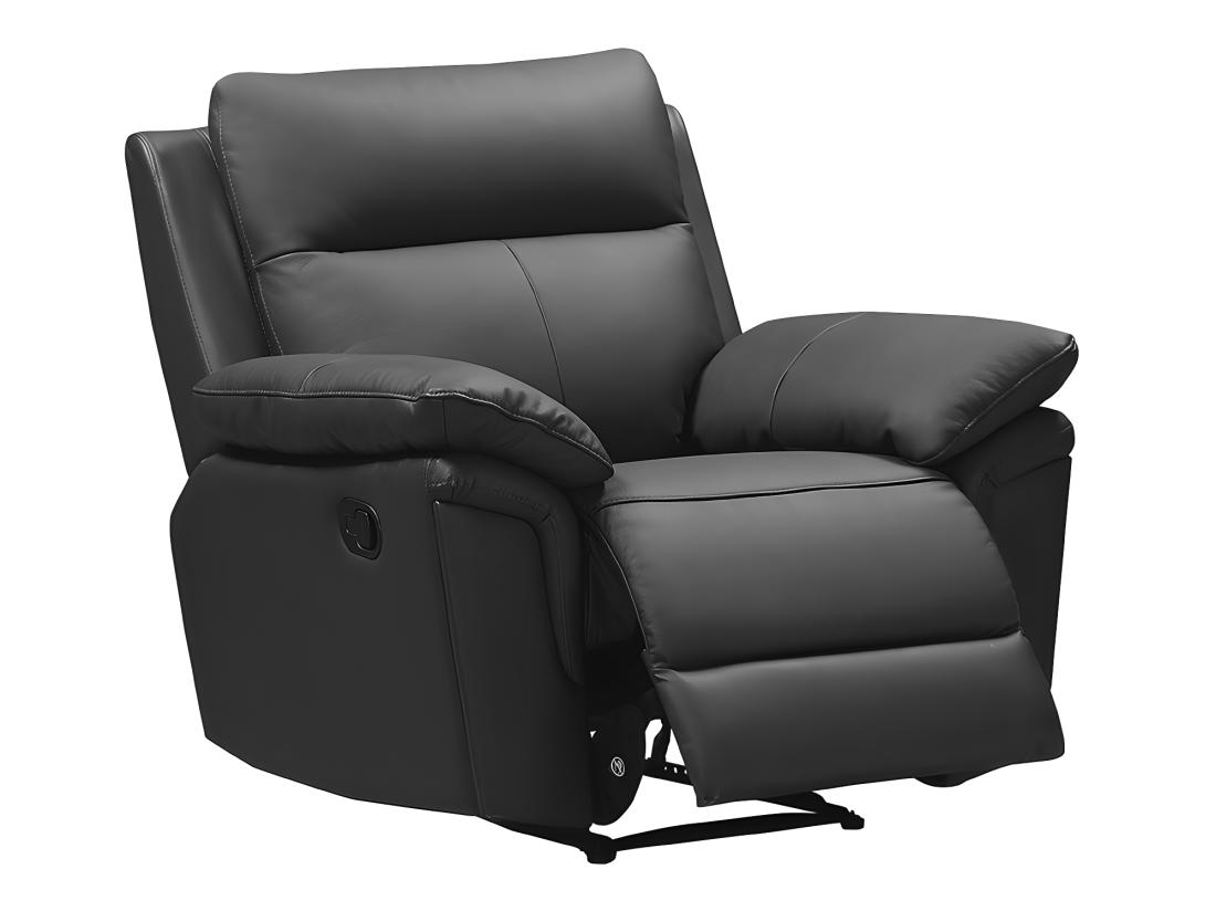 Vente Unique Fauteuil Relax En Cuir De Buffle PAKITA - Noir