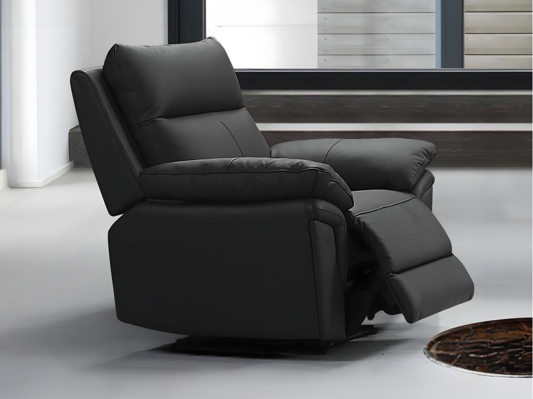 vente unique Fauteuil relax en cuir de buffle PAKITA - Noir