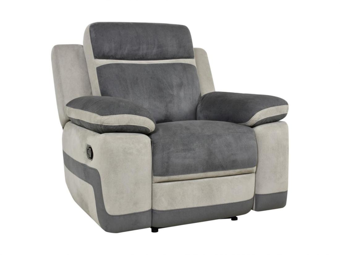 Vente Unique Fauteuil Relax En Microfibre Anthracite Et Bandes Gris Clair TALCA