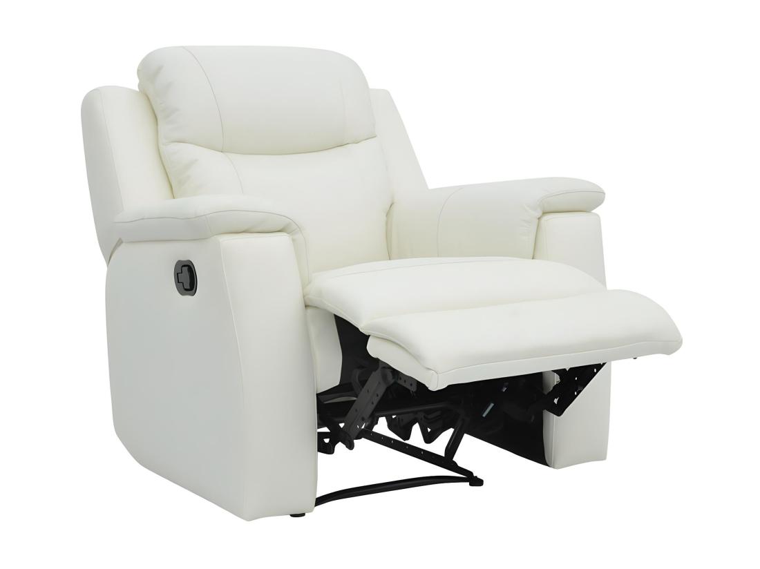 Vente Unique Fauteuil Relax EVASION En Cuir - Blanc Ivoire