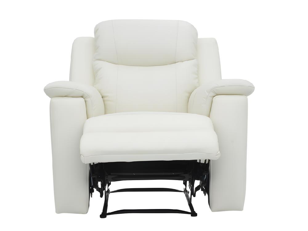 Vente Unique Fauteuil Relax EVASION En Cuir - Blanc Ivoire