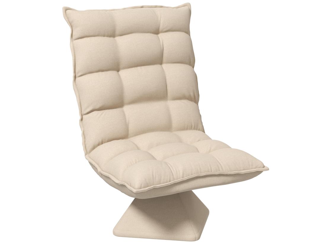 Vente Unique Fauteuil Relax Grand Confort Pivotant Inclinaison Réglable 5 Niv. épais Garnissage Mousse Haute Densité Tissu Velours Microfibre Beige