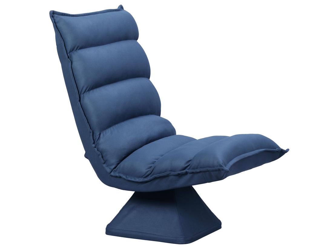 vente unique Fauteuil relax grand confort pivotant inclinaison réglable 5 niv. épais garnissage mousse haute densité tissu velours microfibre bleu