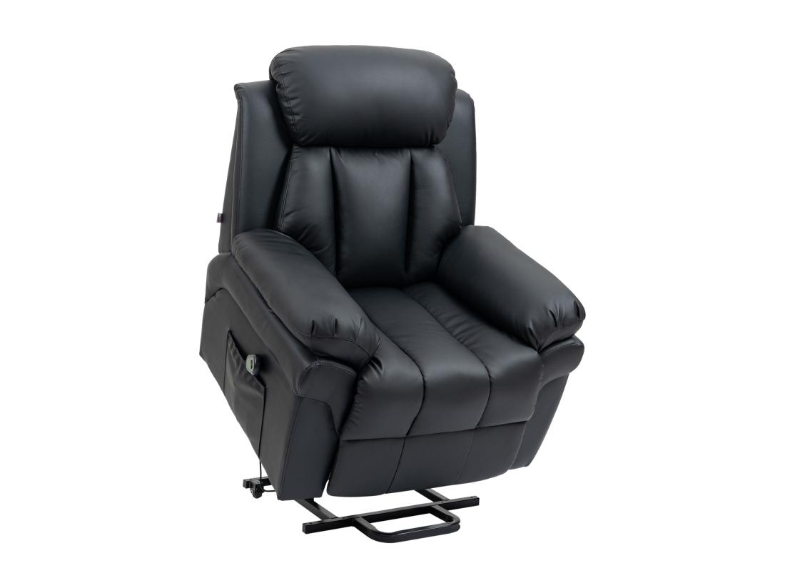 Vente Unique Fauteuil Releveur Inclinable Avec Repose-pied Ajustable - Fauteuil De Relaxation électrique - Revêtement Synthétique Noir