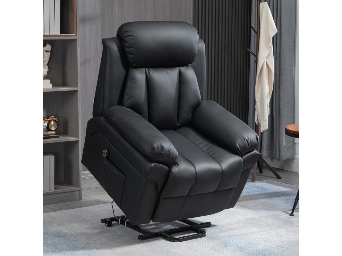 vente unique Fauteuil releveur inclinable avec repose-pied ajustable - fauteuil de relaxation électrique - revêtement synthétique noir