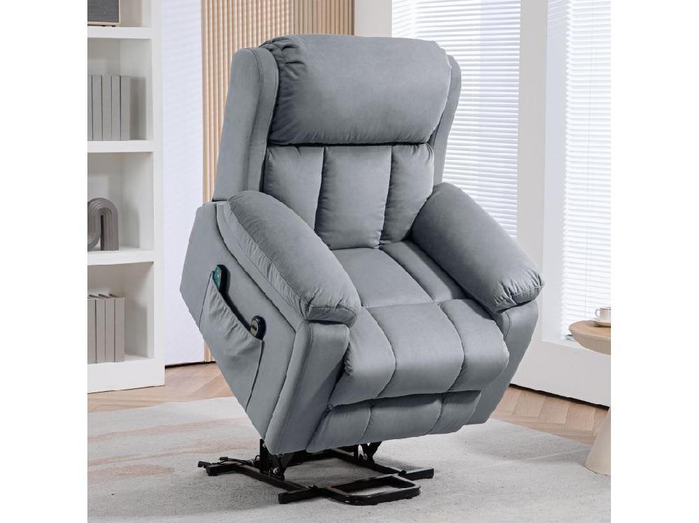 vente unique Fauteuil releveur massant chauffant inclinable - 8 points de massage - télécommande pochette - tissu gris