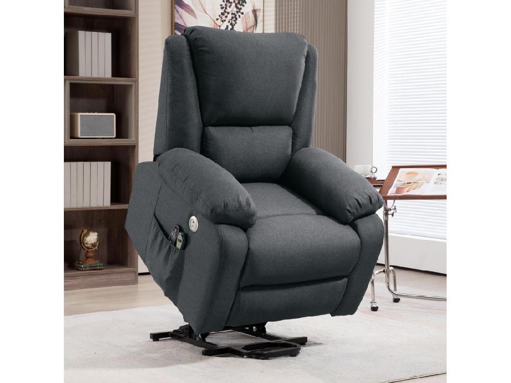 Vente Unique Fauteuil Releveur Relax Massant électrique Réglable - Fonction Chauffante Repose-pied Ports USB Télécommandes - Tissu Gris