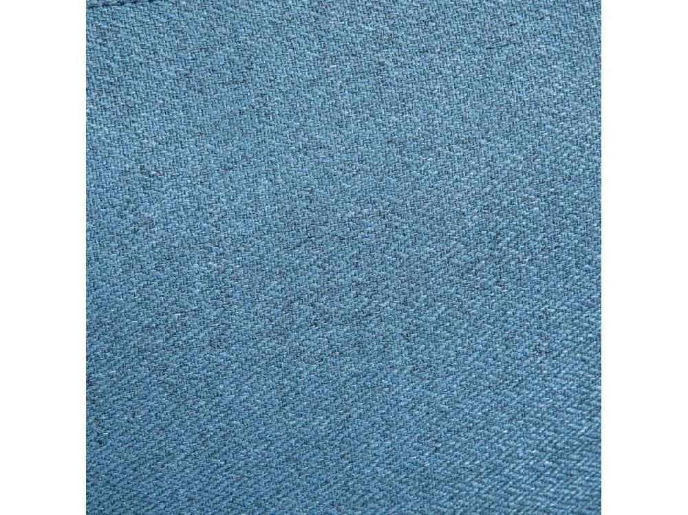 Vente Unique Fauteuil Style Art-déco Dossier Effet Capitonné Piètement Incliné Effilé Métal Noir Extrémités Dorées Tissu Bleu