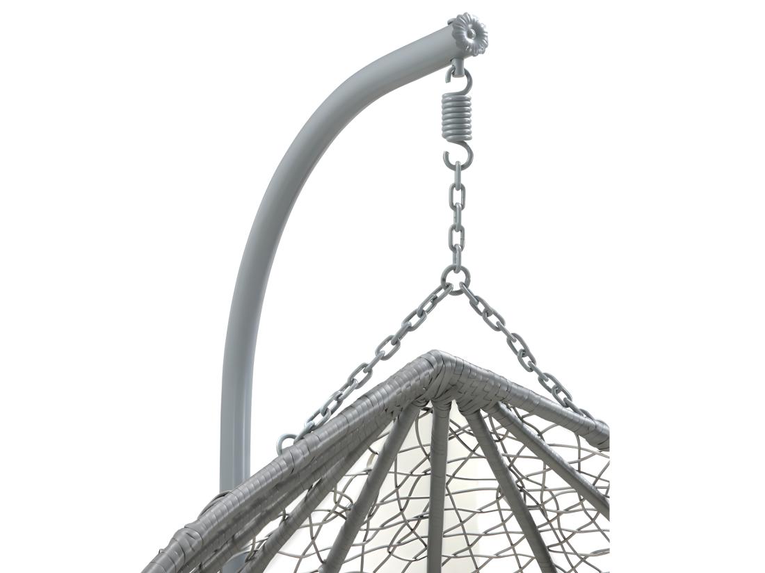 Vente Unique Fauteuil Suspendu 2 Places En Résine Tressée - Gris Avec Coussins Blancs - CAYAMBE De MYLIA