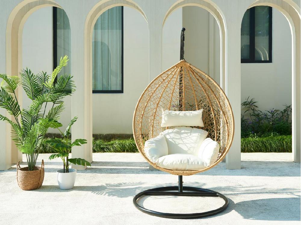 Vente Unique Fauteuil Suspendu En Résine Tressée - Naturel Clair - CAMPLI De MYLIA