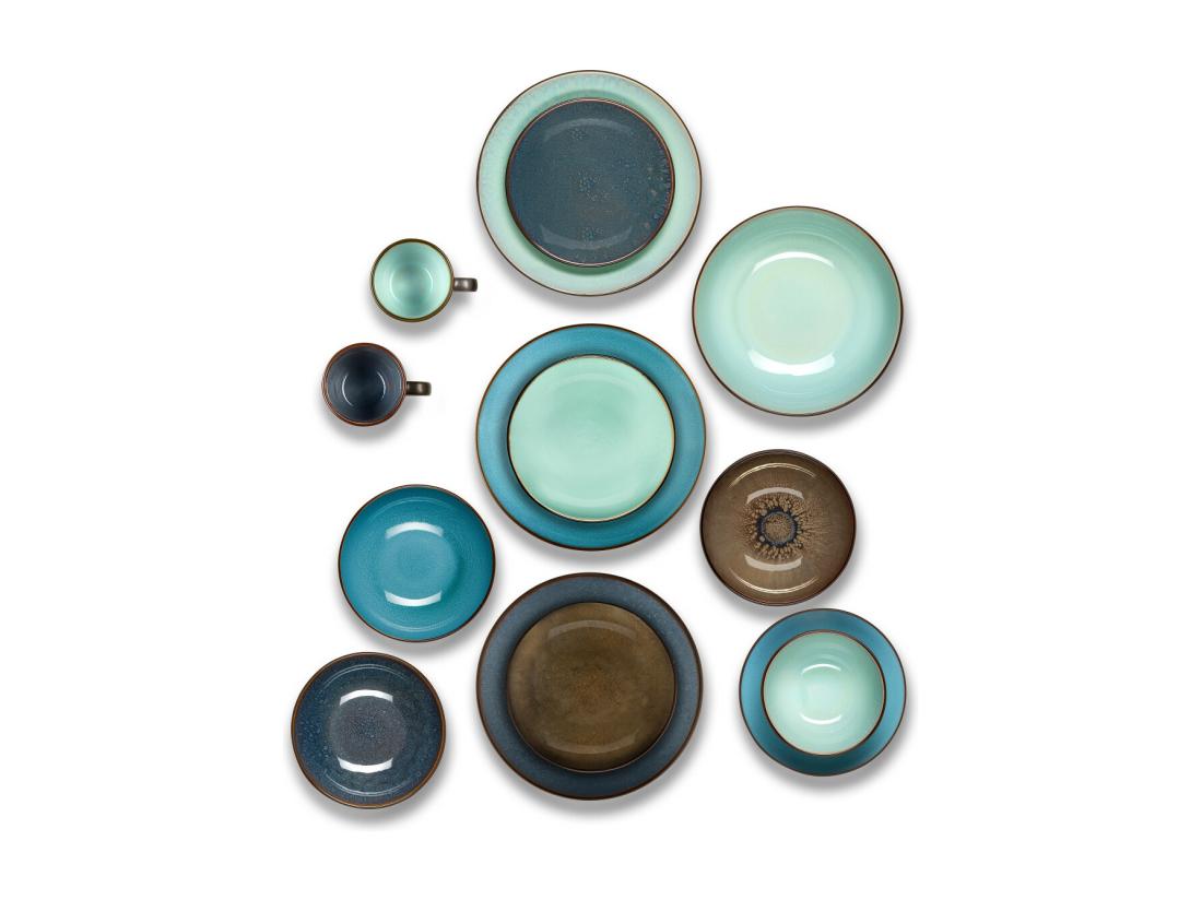 Vente Unique Feeling Turquoise - Assiette Salade Et Pâtes 18 Cm (lot De 6)