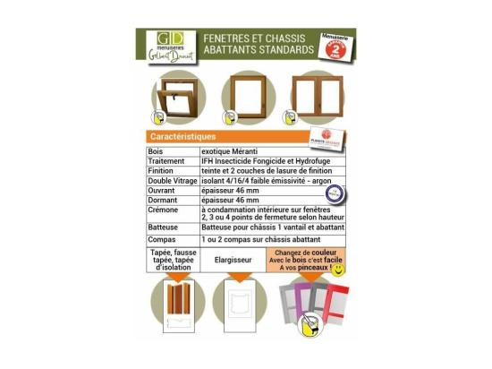 Vente Unique Fenetre 1 Vantail En Bois Hauteur 60 X Largeur 40 Tirant Gauche (Cotes Tableau)