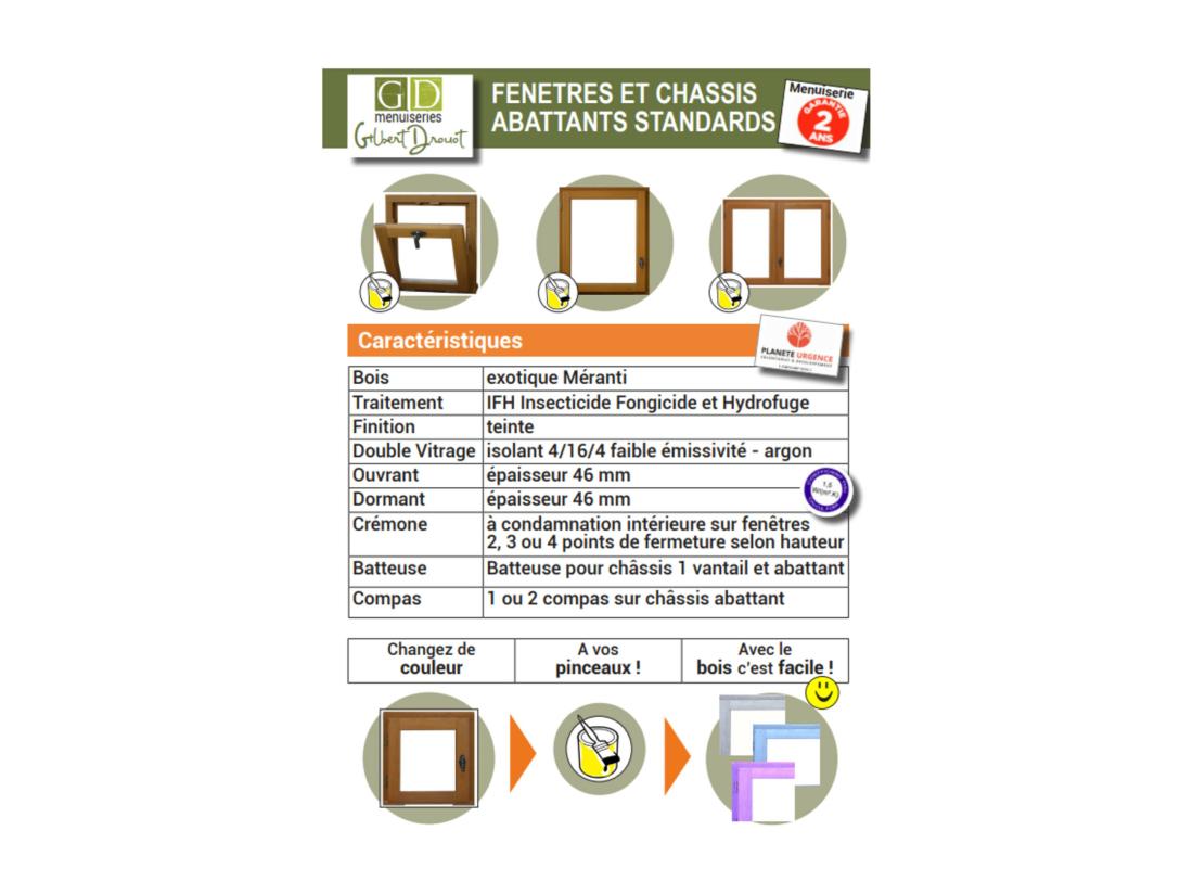 Vente Unique Fenêtre Bois 2 Vantaux H115 X L80 Côtes Tableau Gd Menuiseries