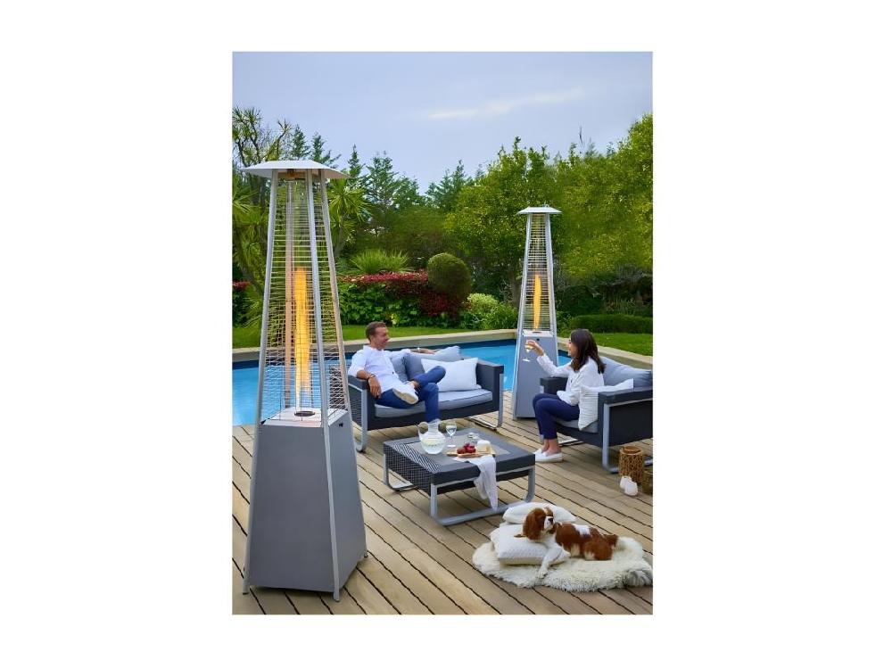 vente unique Flamme gaz FAVEX - Chauffage extérieur - Gaz Propane - Housse de protection - L 50 x P 50 x H 227 cm - Gris