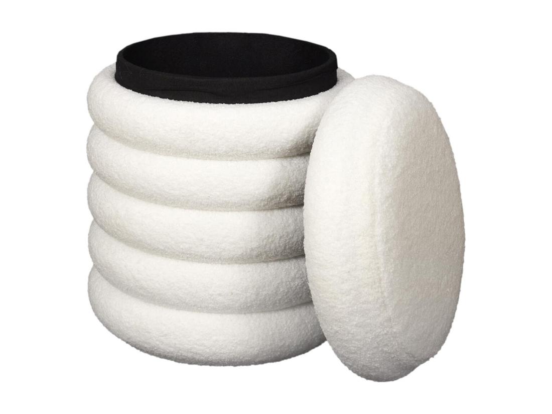 Vente Unique FLOKI - Pouf-Coffre Ø37cm Matelassé Blanc