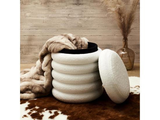 Vente Unique FLOKI - Pouf-Coffre Ø37cm Matelassé Blanc
