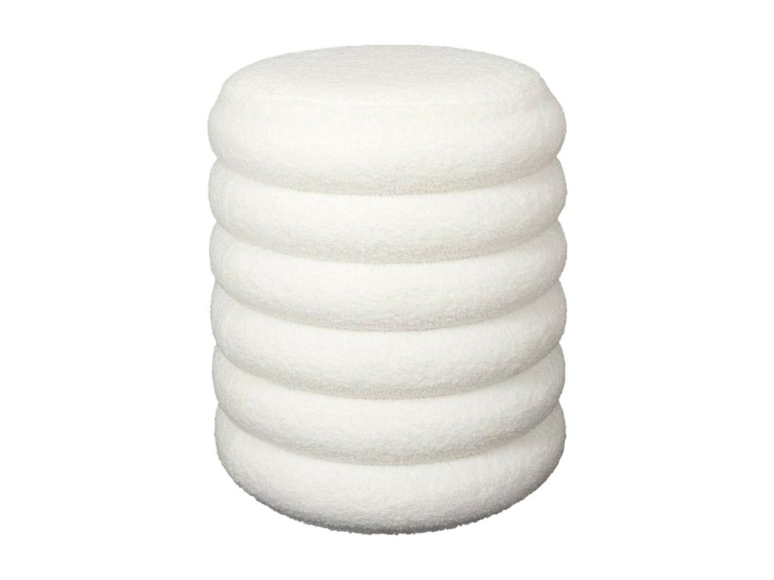 vente unique FLOKI - Pouf-Coffre Ø37cm Matelassé Blanc