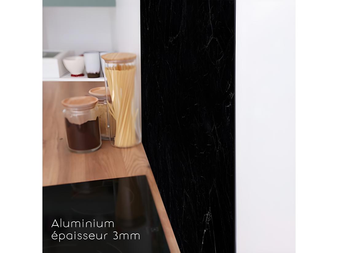 Vente Unique Fond De Hotte ALU L 60xH 70cm - Marbre Noir - Aluminium Composite