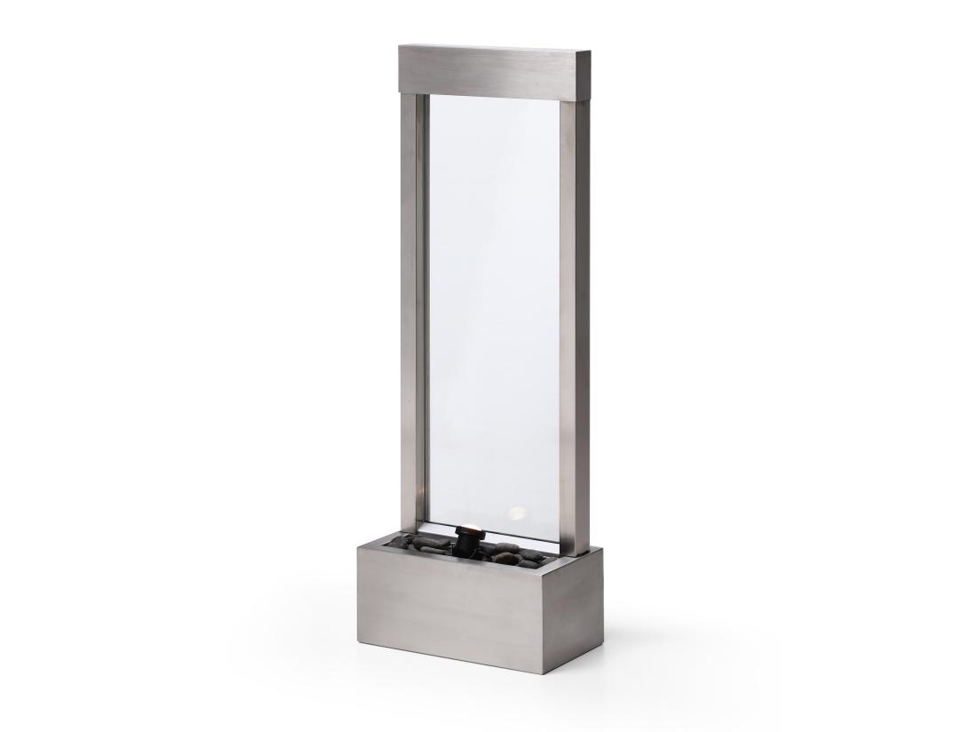 Vente Unique Fontaine D'extérieur En Acier Inoxydable Et Verre Avec LED - H.108 Cm - Argenté - PANGA