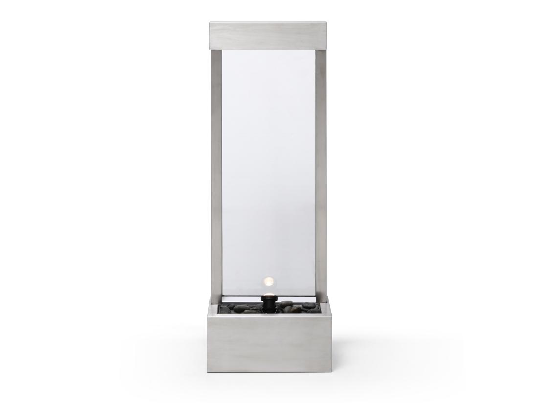 Vente Unique Fontaine D'extérieur En Acier Inoxydable Et Verre Avec LED - H.108 Cm - Argenté - PANGA