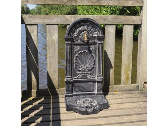 vente unique Fontaine de jardin extérieur en fonte aluminium noire 42 x 32 x 84 cm