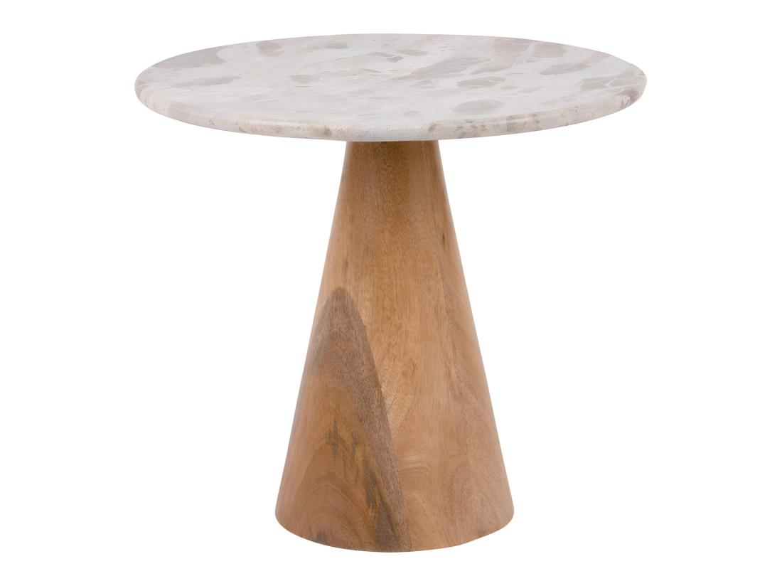 vente unique Force Wide - Table d’appoint en bois et marbre ø50cm - Brun