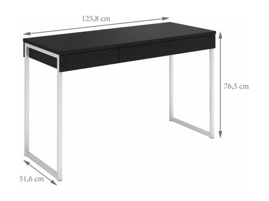 Vente Unique Fula Bureau 3 Tiroirs Teinte Frêne Noir