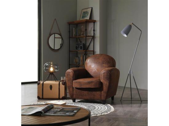 Vente Unique GANSSI - Fauteuil Club Marron Aspect Cuir Vieilli