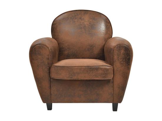 Vente Unique GANSSI - Fauteuil Club Marron Aspect Cuir Vieilli