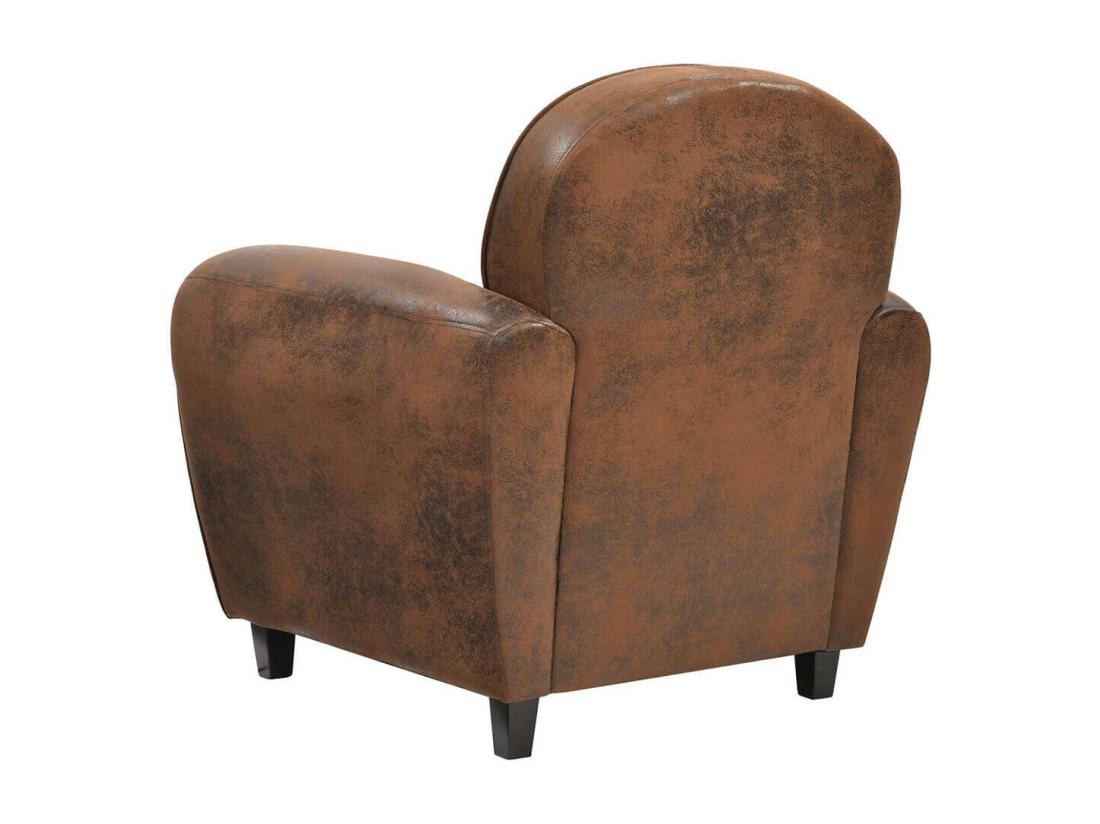 vente unique GANSSI - Fauteuil Club Marron Aspect Cuir Vieilli