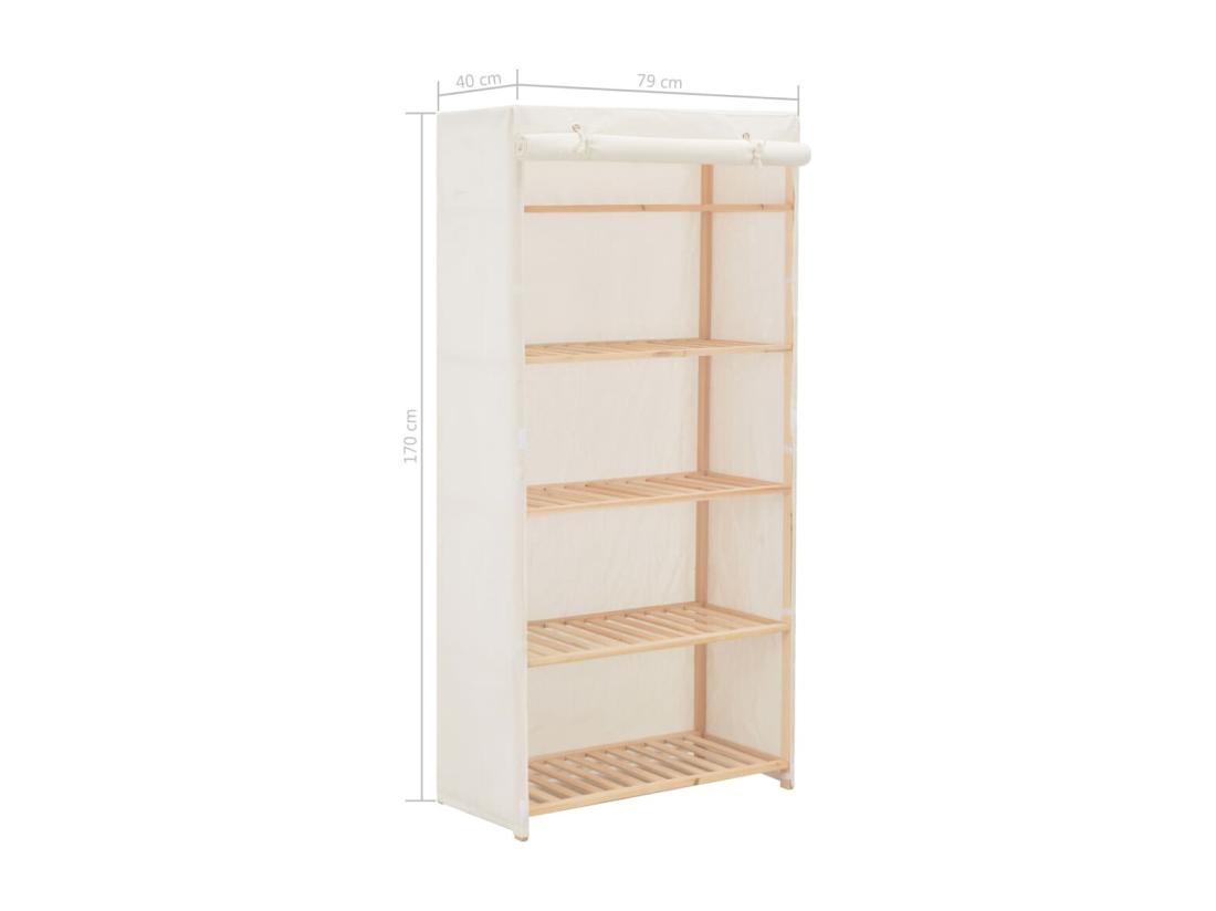 Vente Unique Garde-robe Blanc 79 X 40 X 170 Cm Tissu
