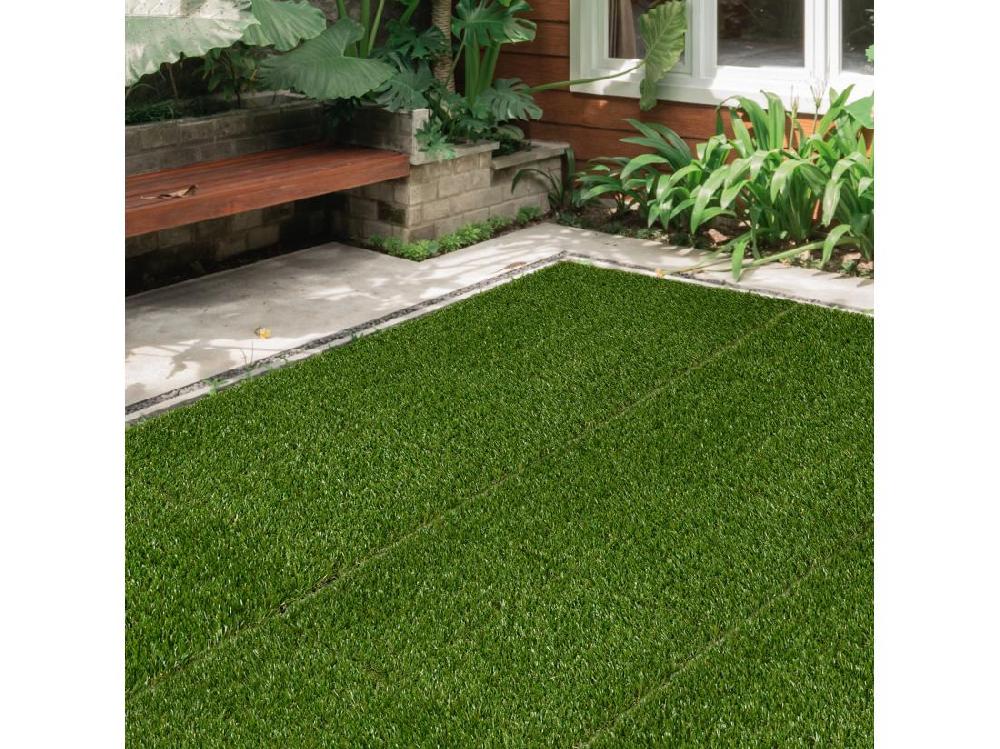Vente Unique Gazon Synthétique Artificiel Set De 10 Dalles Carreaux 30 X 30 Cm épaisseur Confort 3 5 Cm à Emboîter Vert