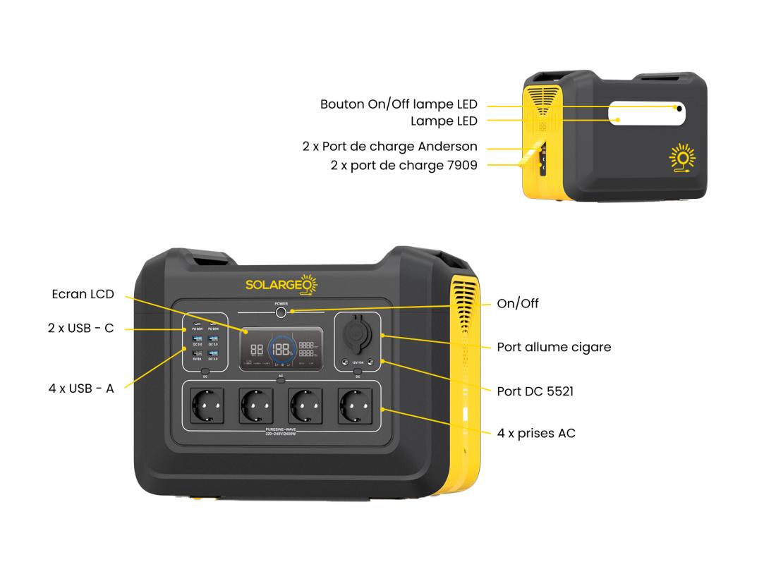Vente Unique Générateur Solaire - Capacité 2232 Wh - 2400 W - HELIOSER