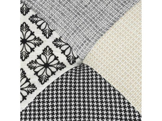 vente unique GIADA - Pouf Rond Patchwork Motifs Grisés