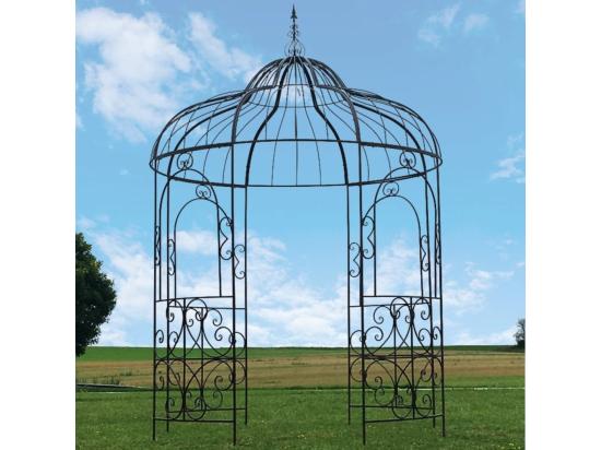 Vente Unique Gloriette Pergola Tonnelle Kiosque Abri Jardin Fer Marron 216x330 Cm