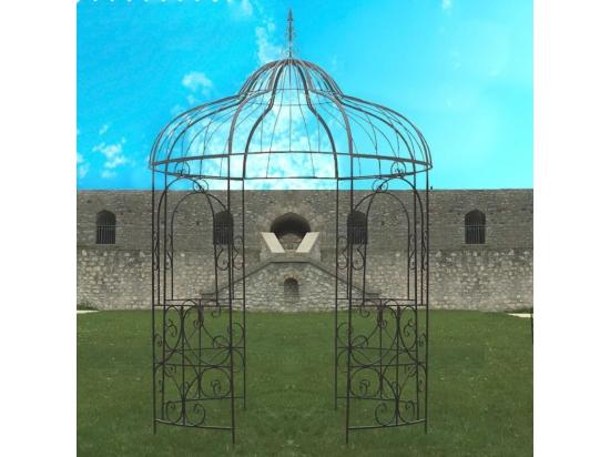 Vente Unique Gloriette Pergola Tonnelle Kiosque Abri Jardin Fer Marron 216x330 Cm