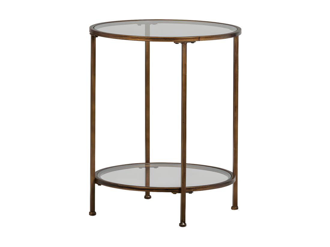 Vente Unique Goddess - Table D'appoint Ronde En Métal Et Verre ø46cm - Laiton