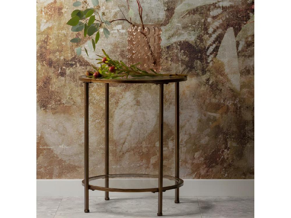 vente unique Goddess - Table d'appoint ronde en métal et verre ø46cm - Laiton