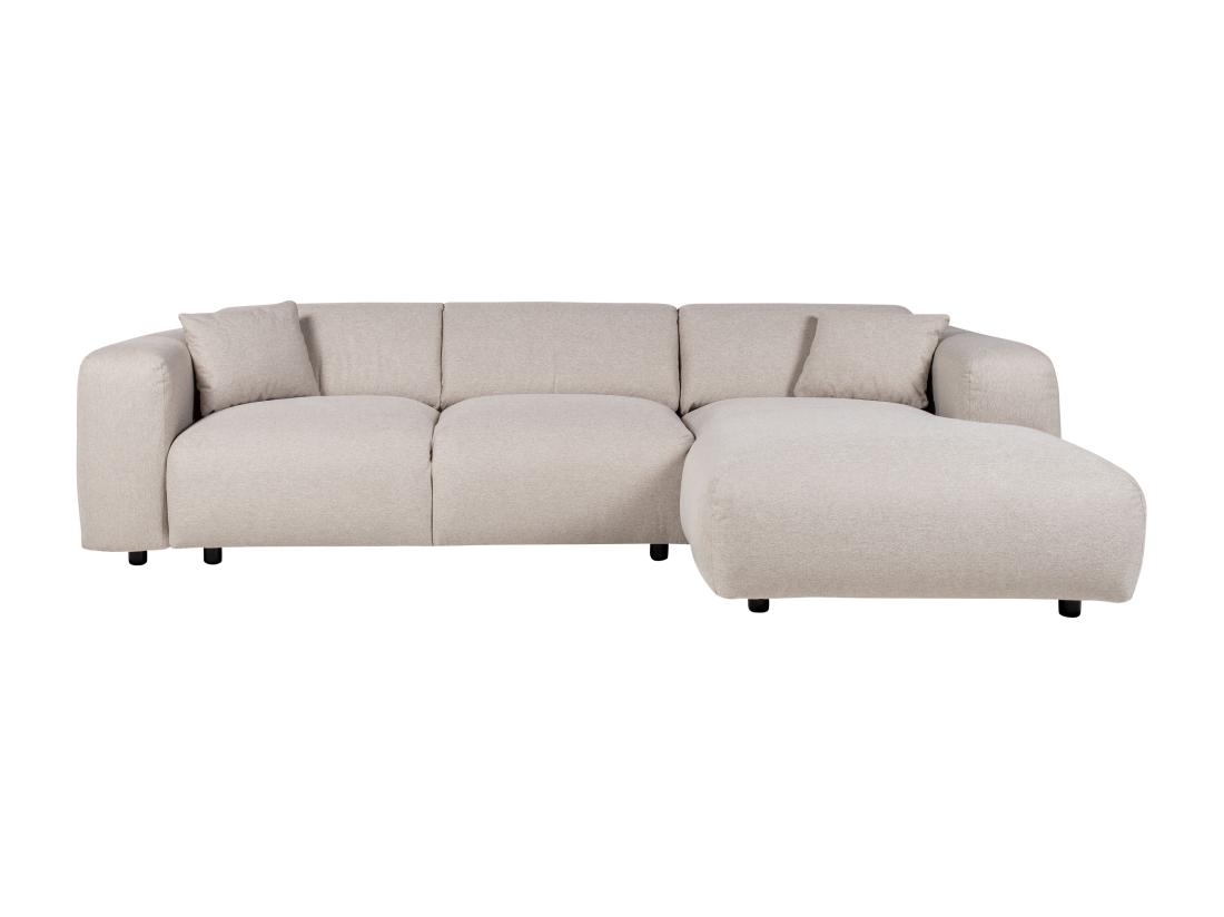 Vente Unique Grand Canapé D'angle Droit En Tissu Chiné Beige POGNI De Maison Céphy