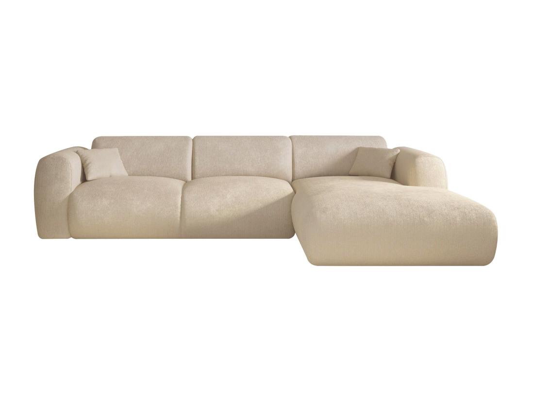 Vente Unique Grand Canapé D'angle Droit En Tissu Texturé Beige POGNI De Maison Céphy