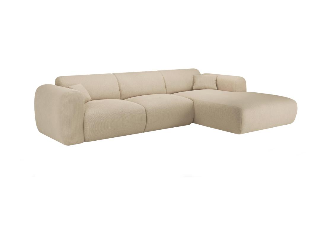 Vente Unique Grand Canapé D'angle Droit En Tissu Texturé Beige POGNI De Maison Céphy